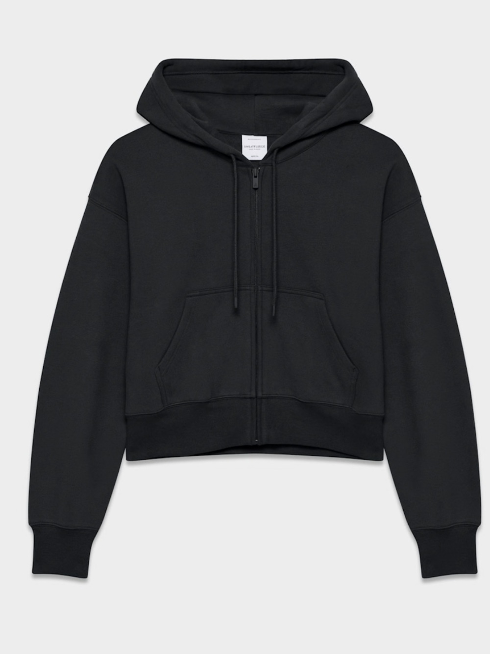 Aritzia - Cozy Sweatfleece Boyfriend Boxy Zip Hoodie Cropped Zip Hoodie in Black